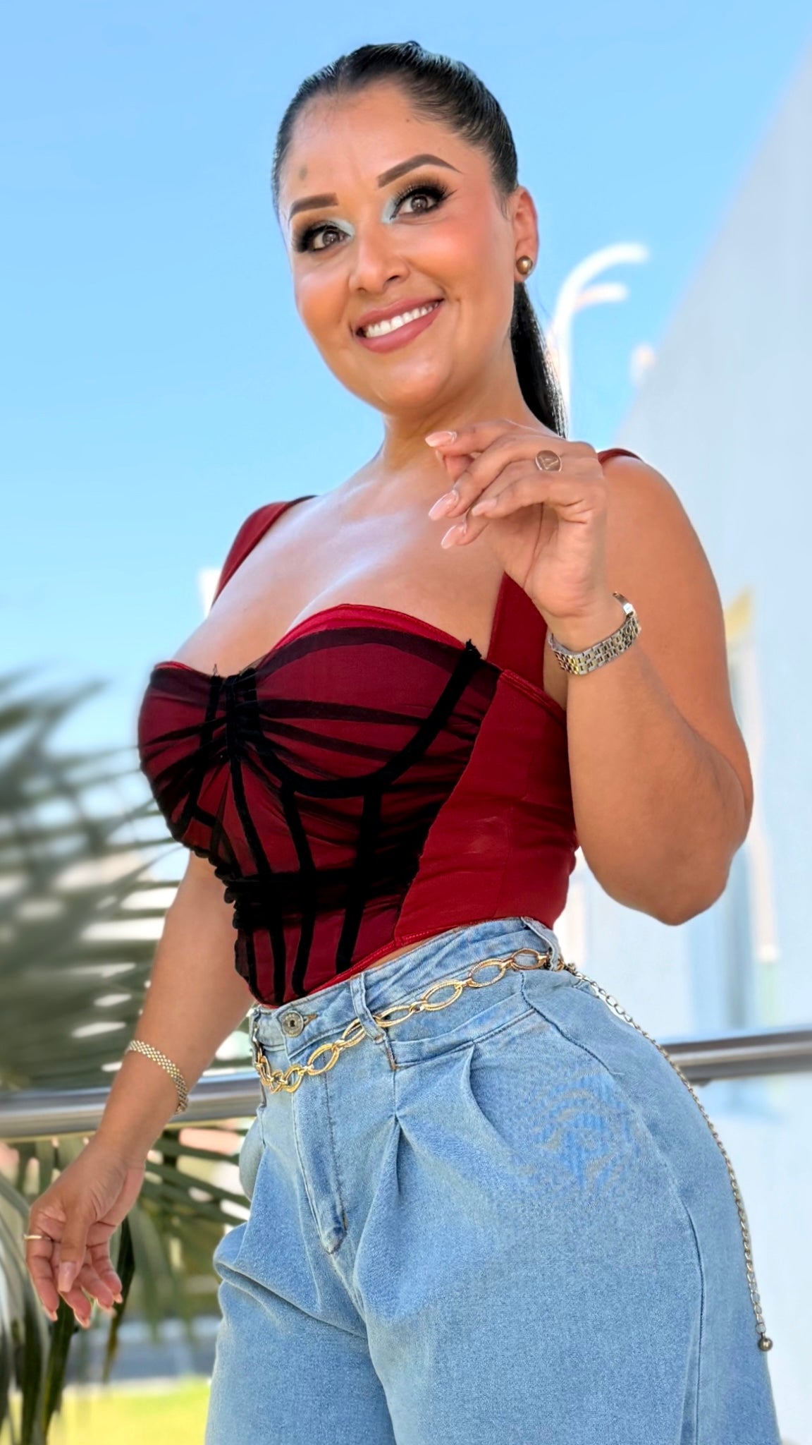 Corset glam rojo y negro ❤️‍🔥