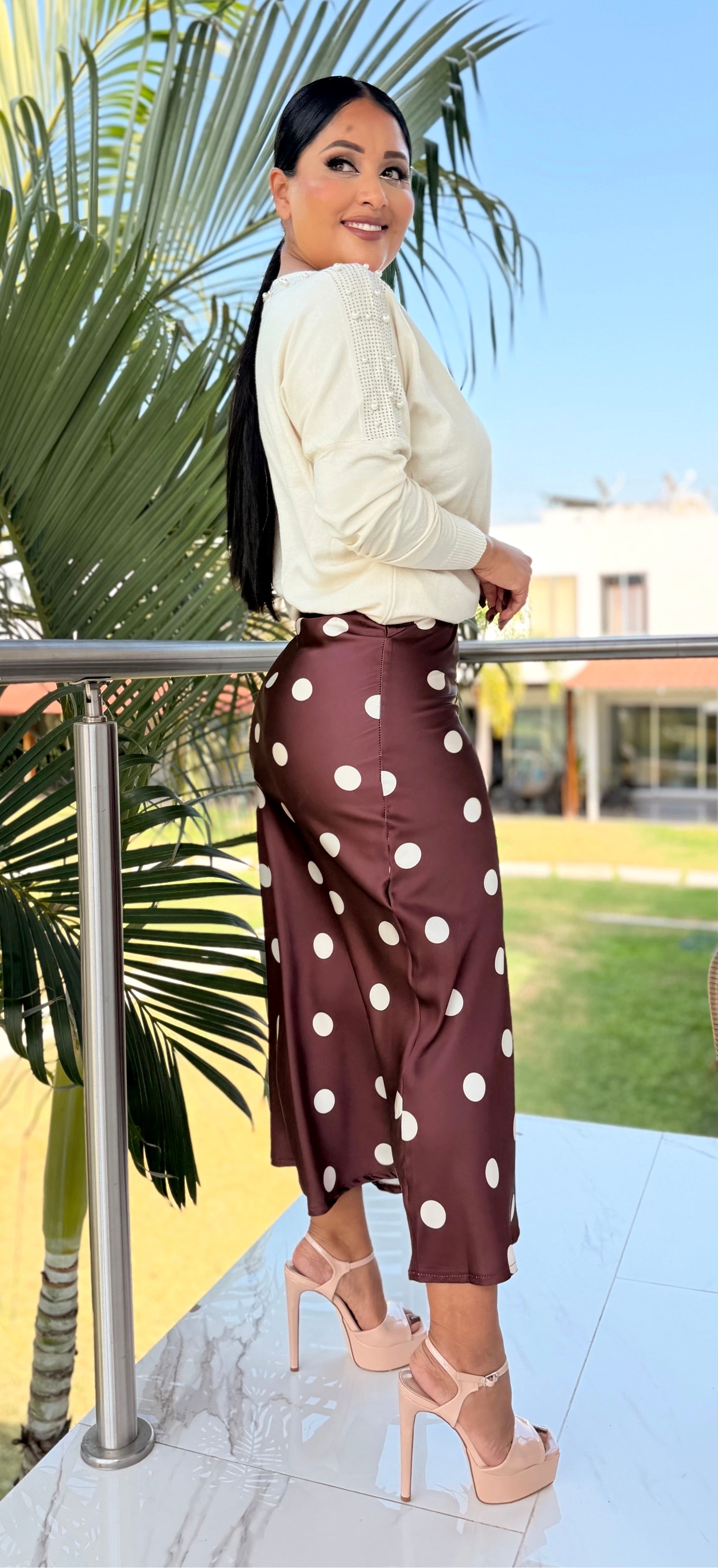 Blusa beige aperlada